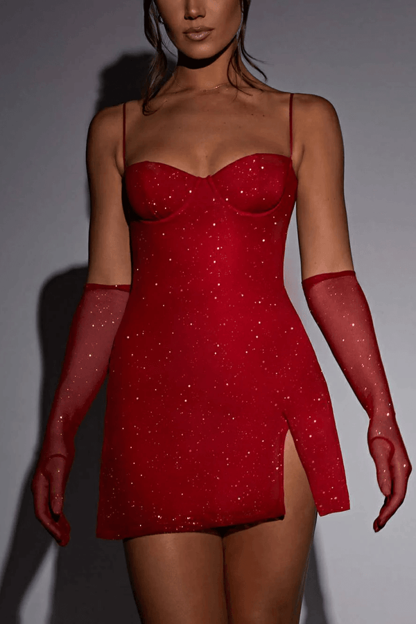 Pixie Mini Dress - Red Sparkle
